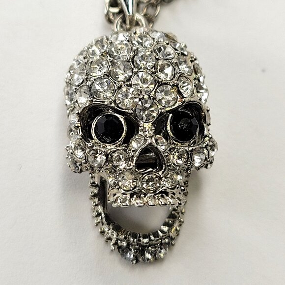 Crystal Mini Silver Skull Necklace - Picture 1 of 7